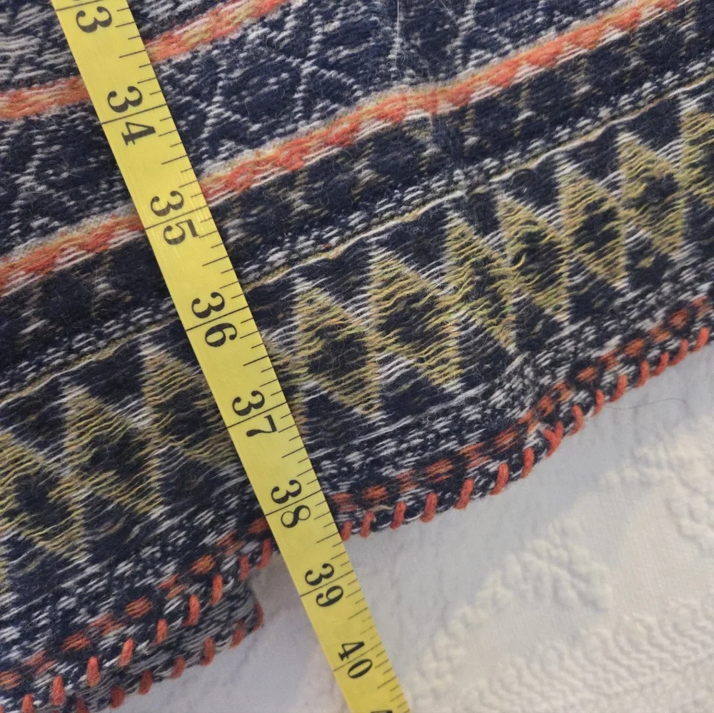 Anthro Angel of the North Faux Fur Collar Long Cardigan Lambswool Sweater XS - Picture 10 of 13